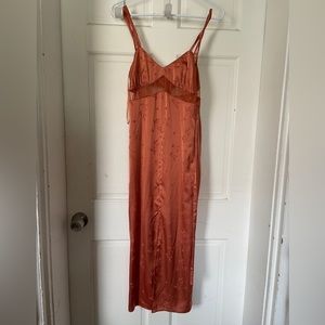 Satin lace midi dress